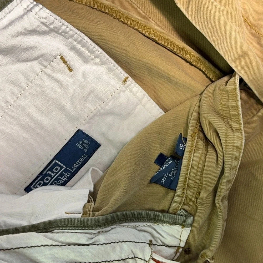 Polo‎ Ralph Lauren Pants Mens Size 38 Distressed Chino Cotton Twill Tan Khaki